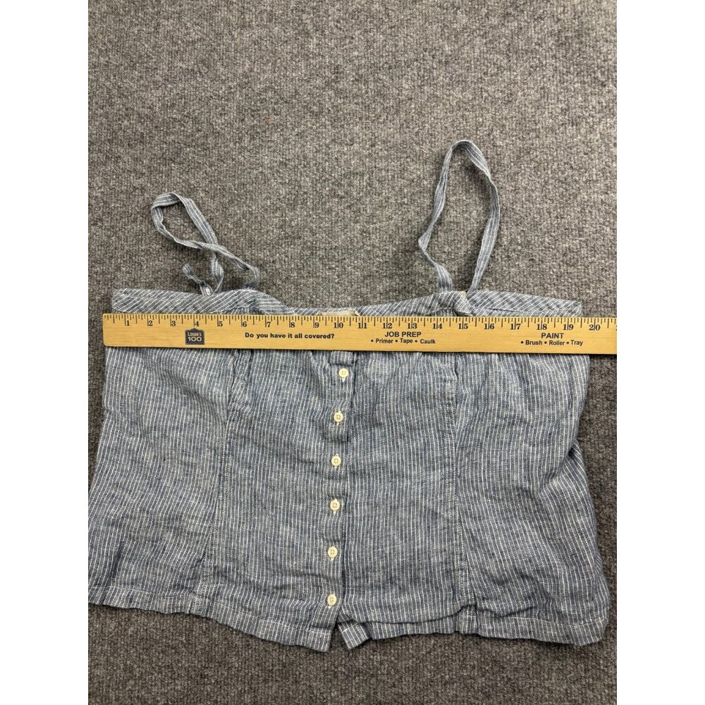 Everlane Shirt Womens 14 Blue White Striped Button Front Camisole Tank Top Crop - Picture 3 of 6
